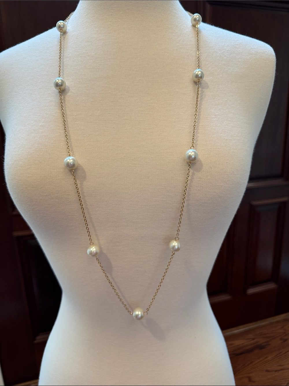 Amrita Singh Gold Pearl Station Necklace - White Pearls